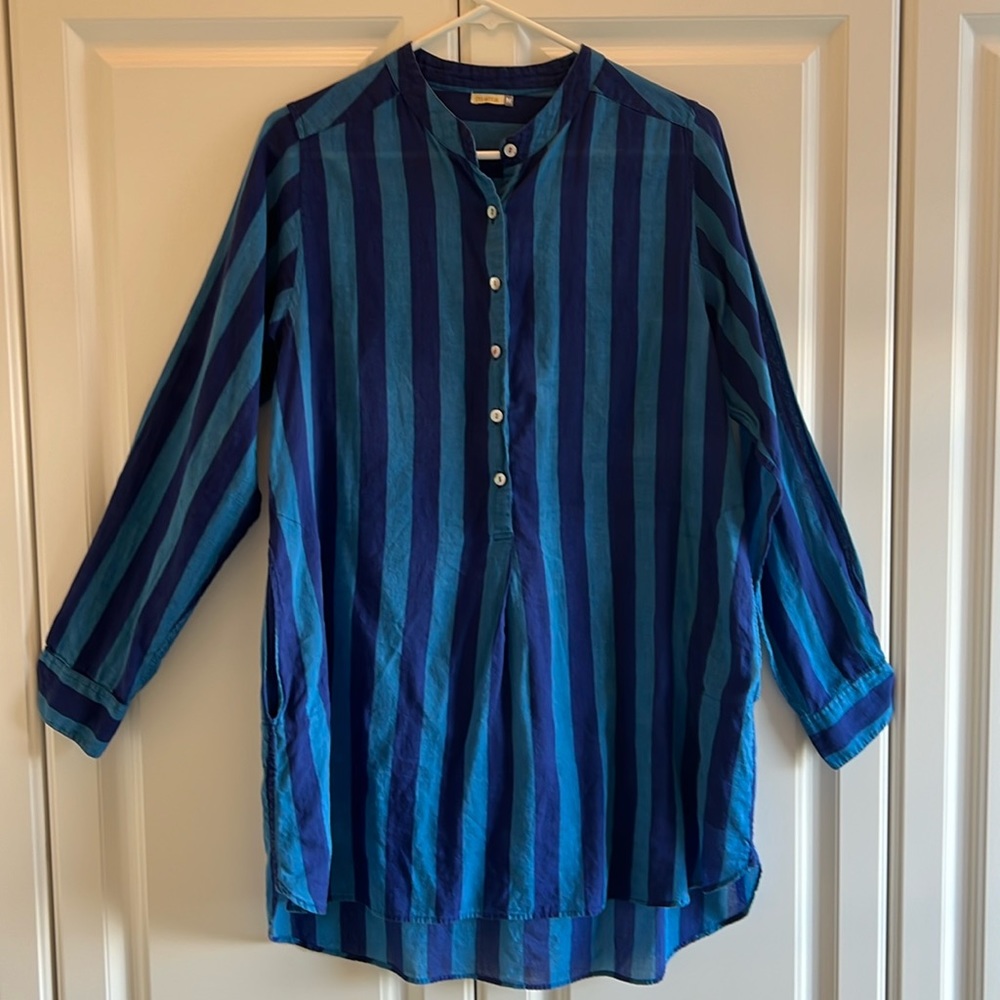 Matta tunic blouse striped blue, size medium